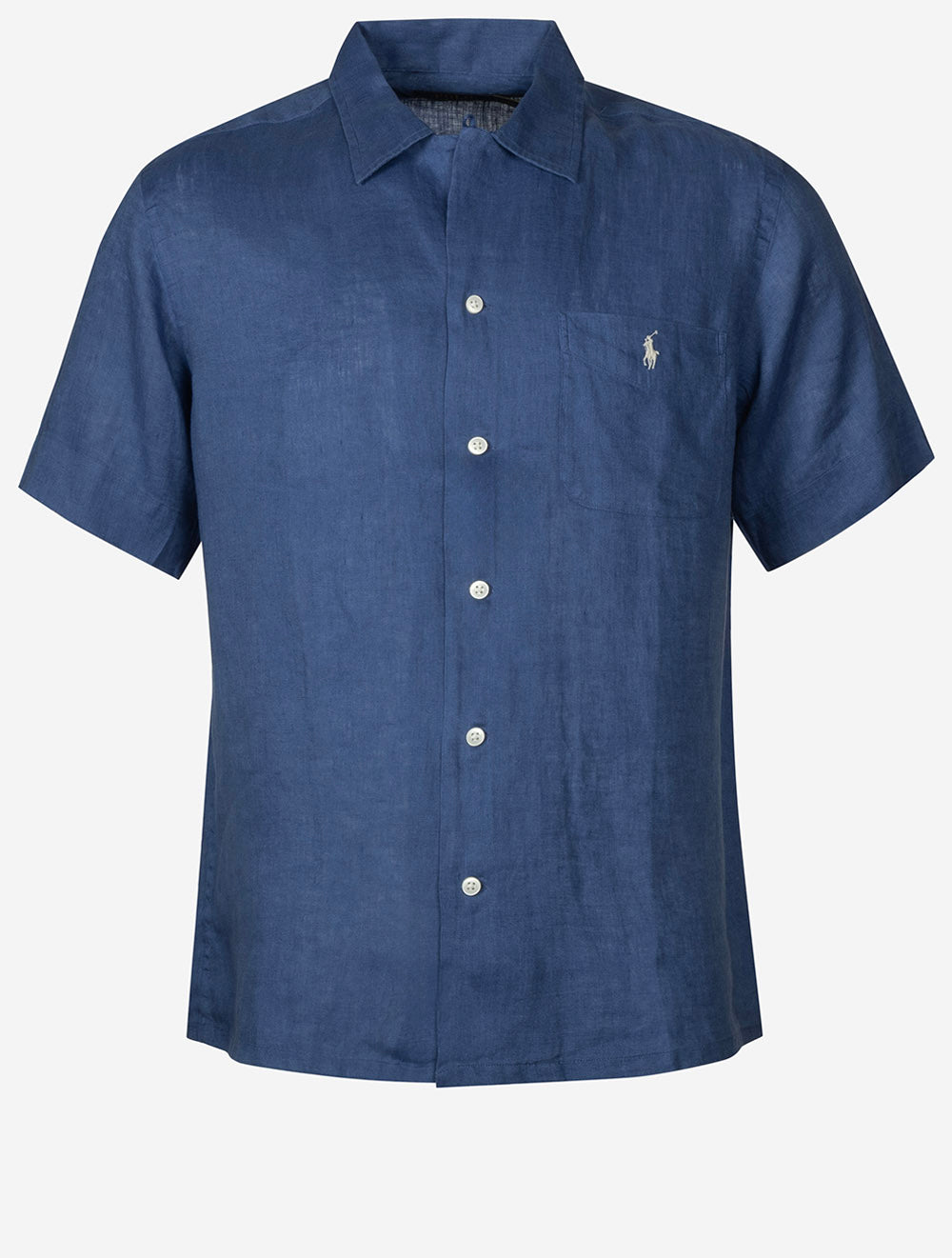 Linen Short Sleeve Camp Shirt Blue