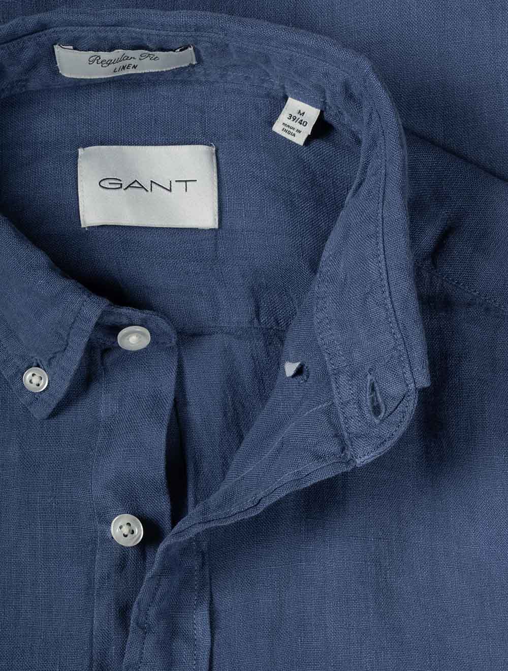 Linen Regular Fit Shirt Vintage Blue