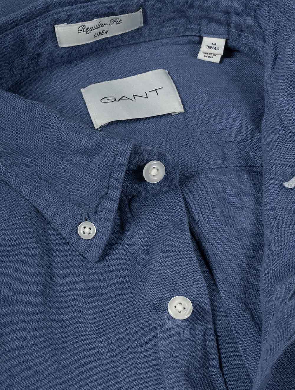 Linen Regular Fit Shirt Vintage Blue