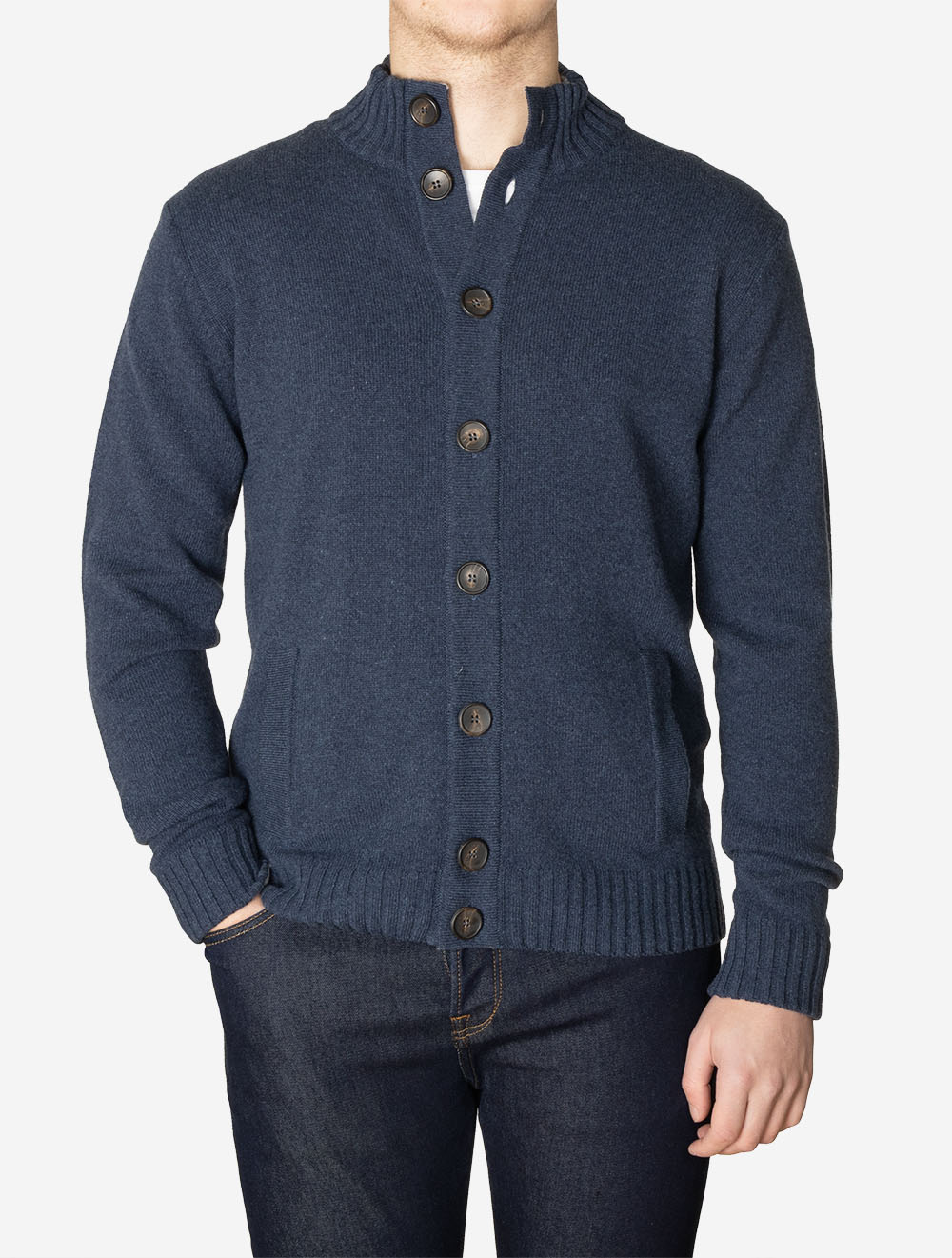 Premium Button-Up Cardigan Blue