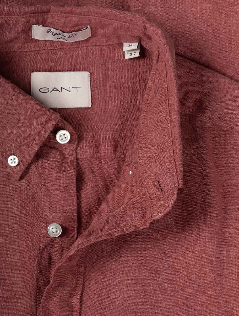 Linen Regular Fit Shirt Dusty Brick Red