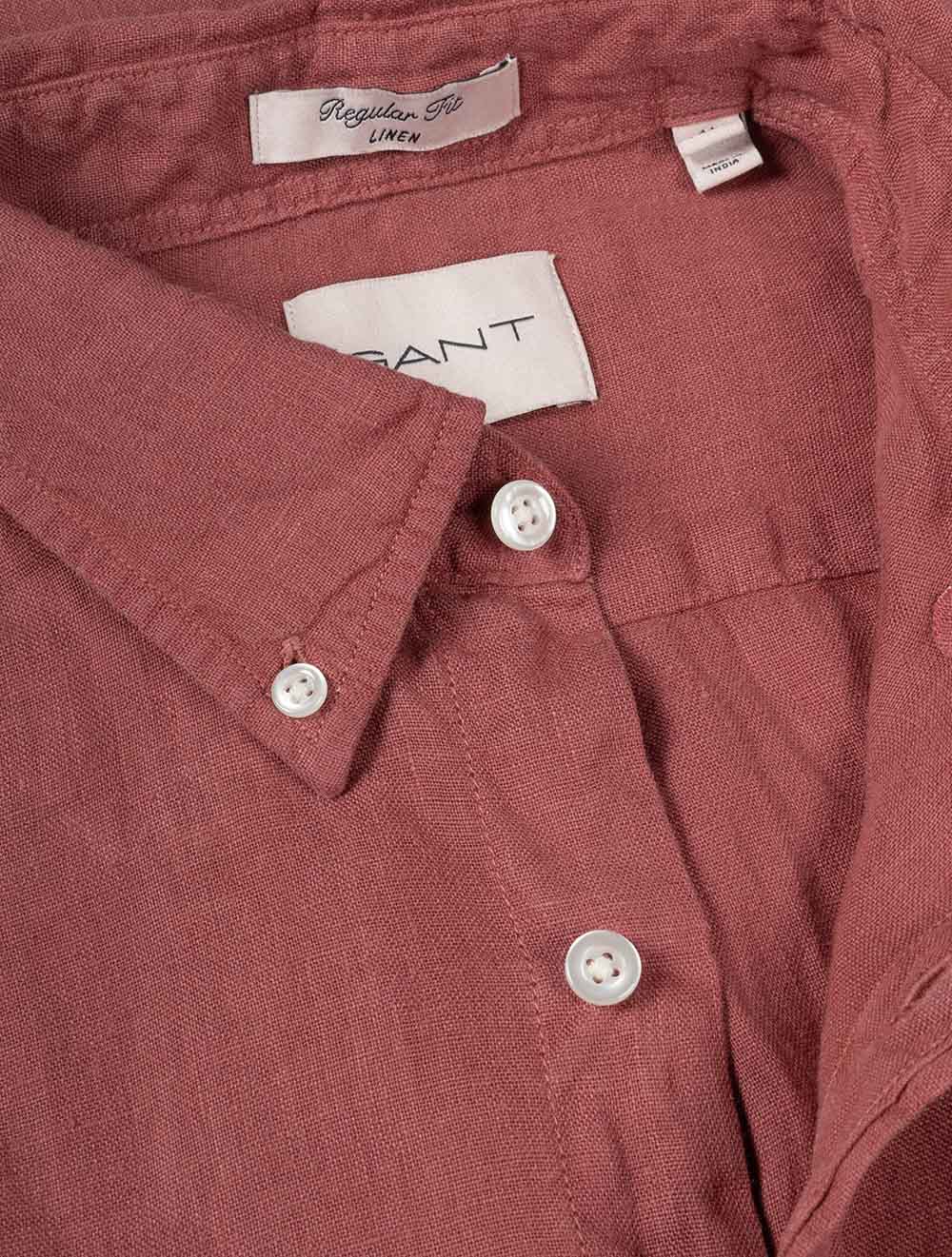Linen Regular Fit Shirt Dusty Brick Red
