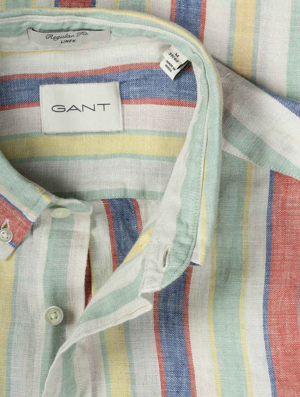 Regular Multistripe Linen Shirt Multicolor