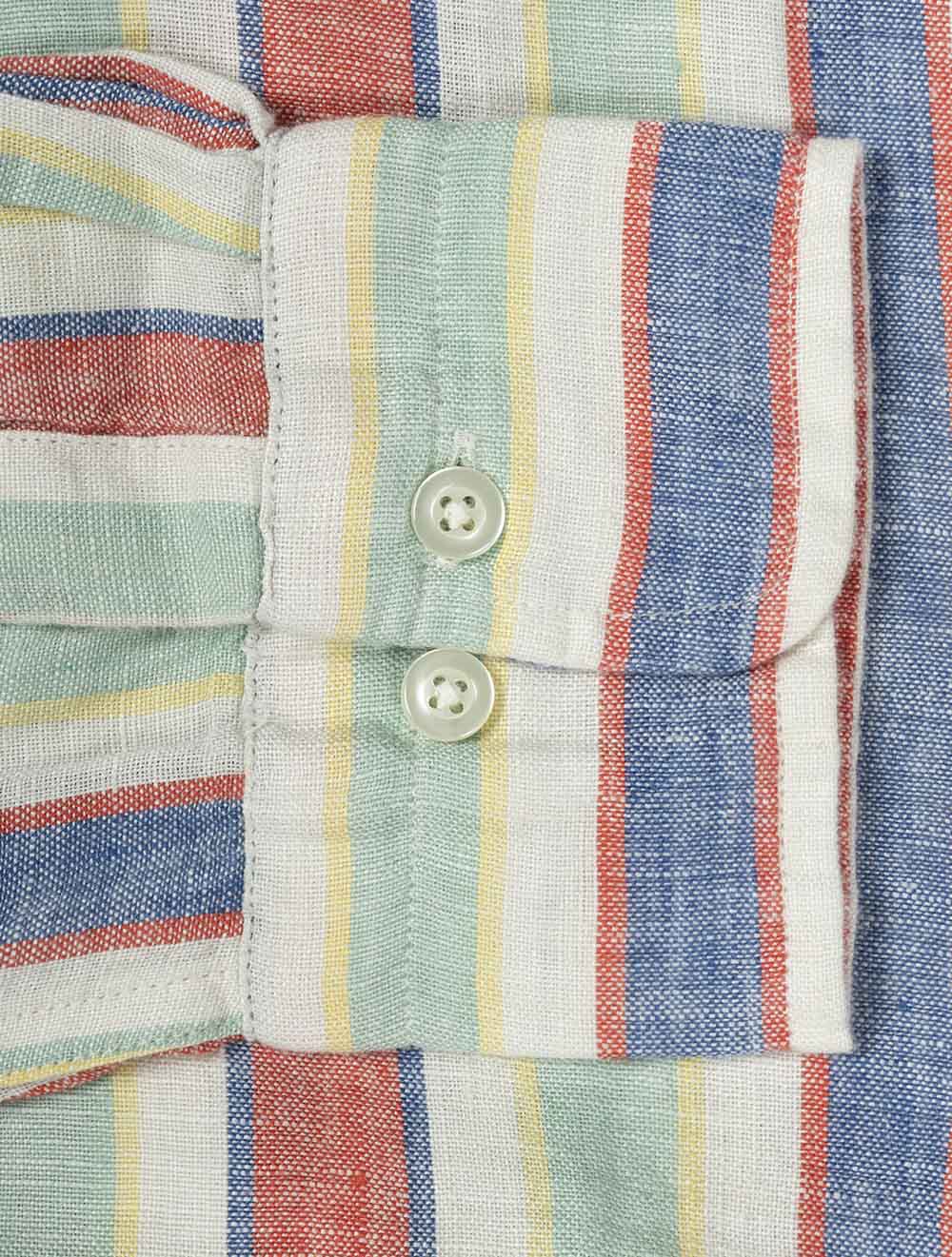 Regular Multistripe Linen Shirt Multicolor