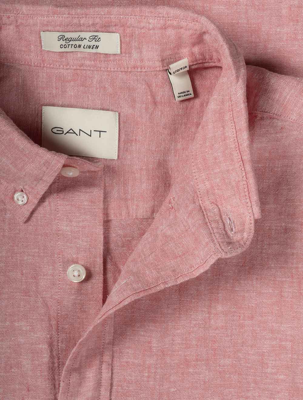 Regular Cotton Linen Short Sleeve Shirt Rose Pink