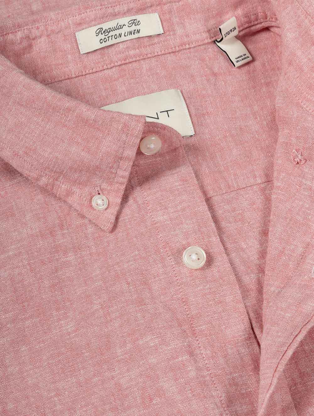 Regular Cotton Linen Short Sleeve Shirt Rose Pink