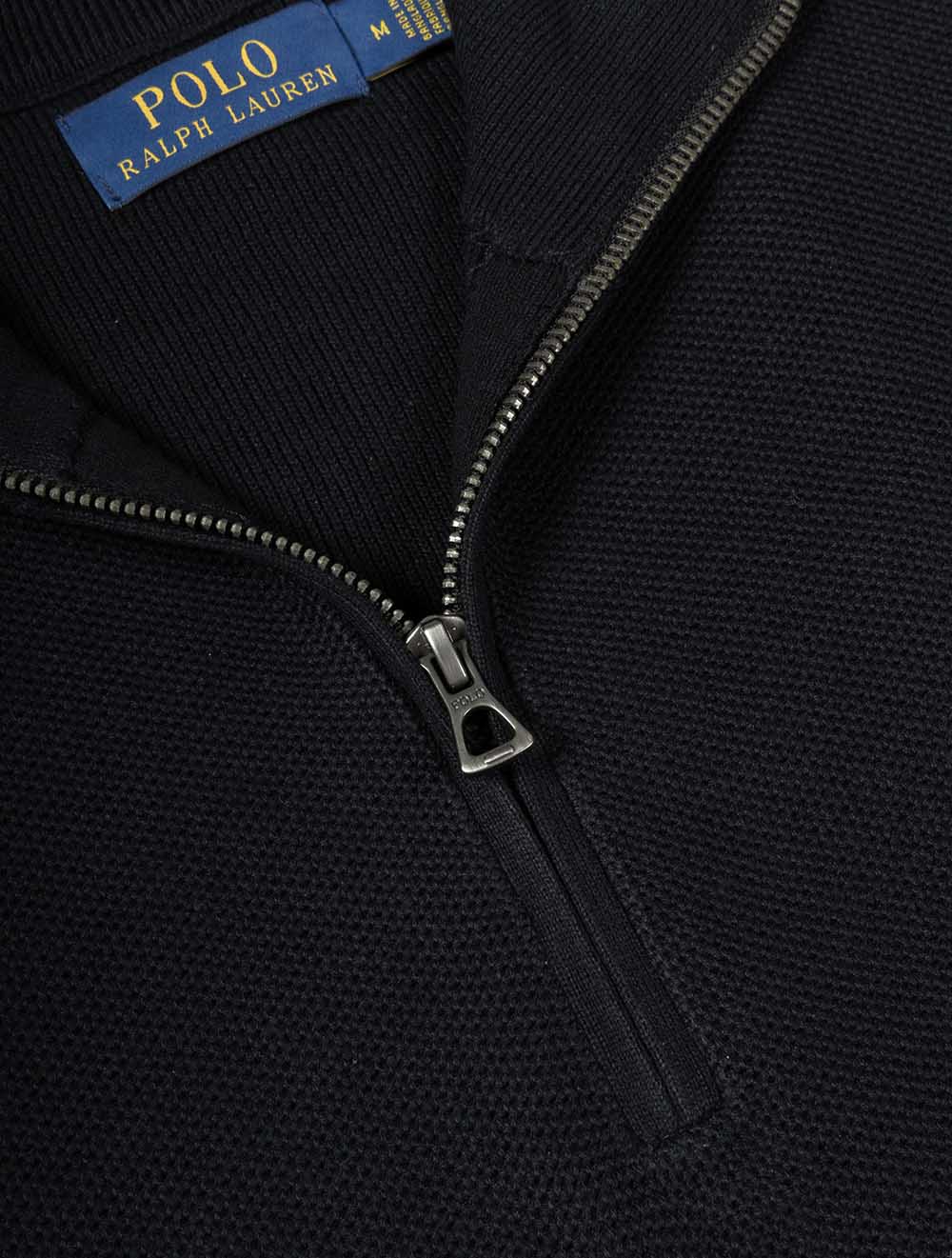 Half Zip Piqué Pullover Black