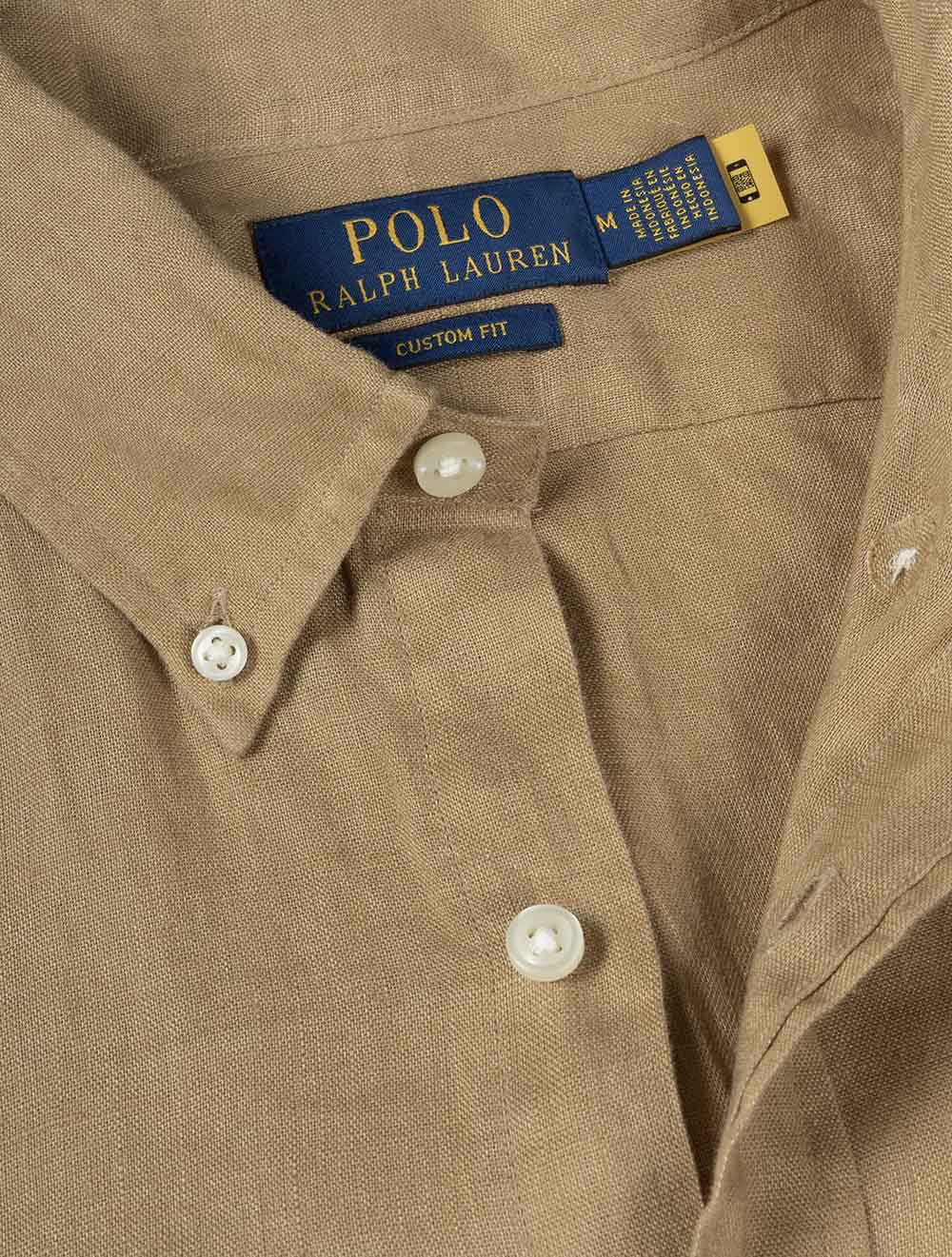 Custom Fit Linen Shirt Tan