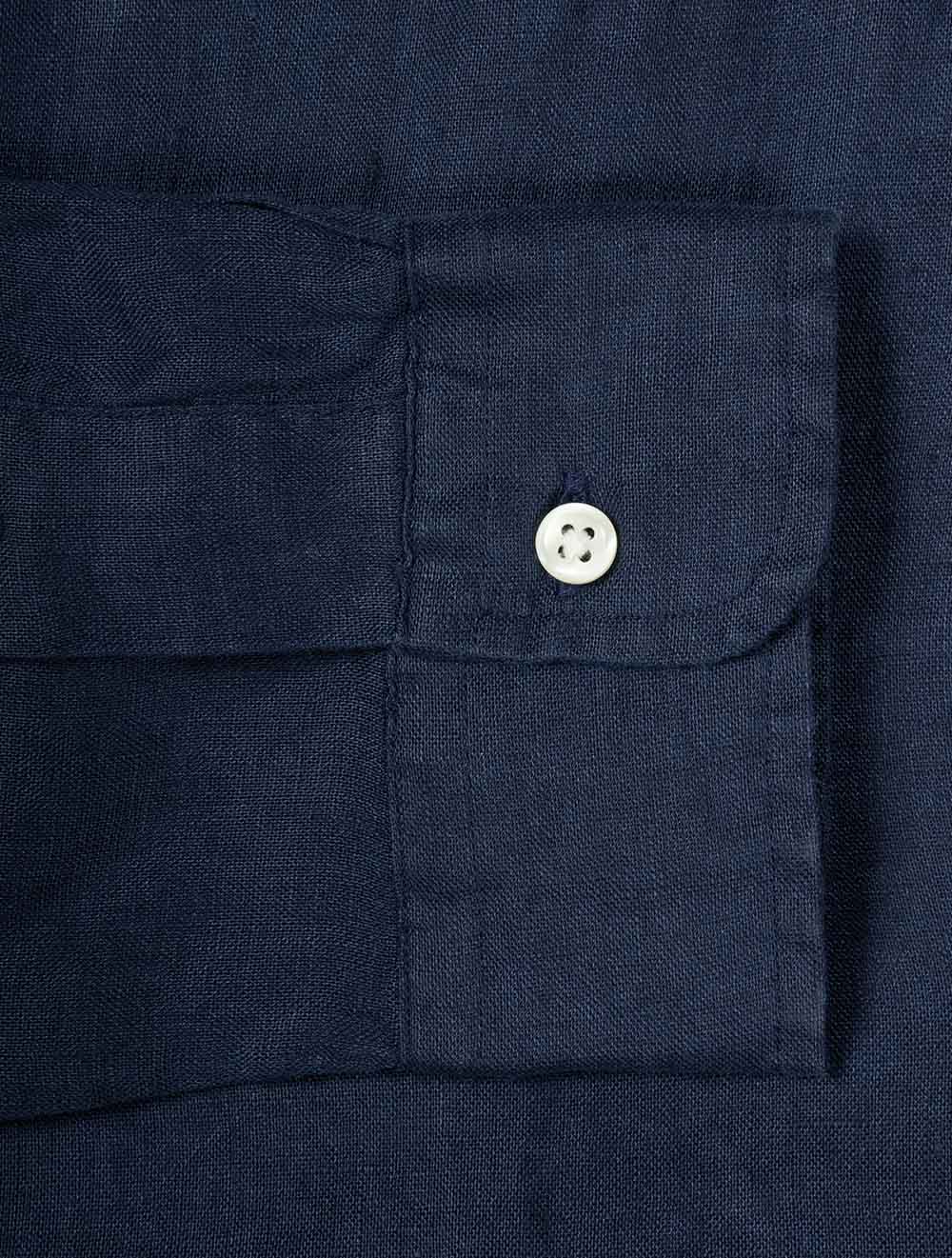 Custom Fit Linen Shirt Navy