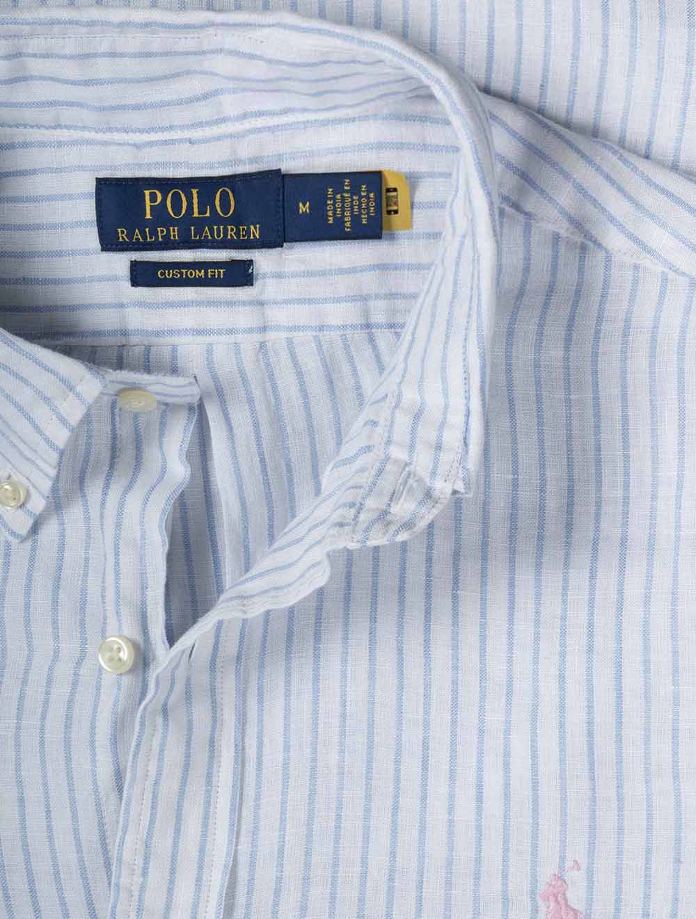 Custom Fit Striped Linen Shirt White