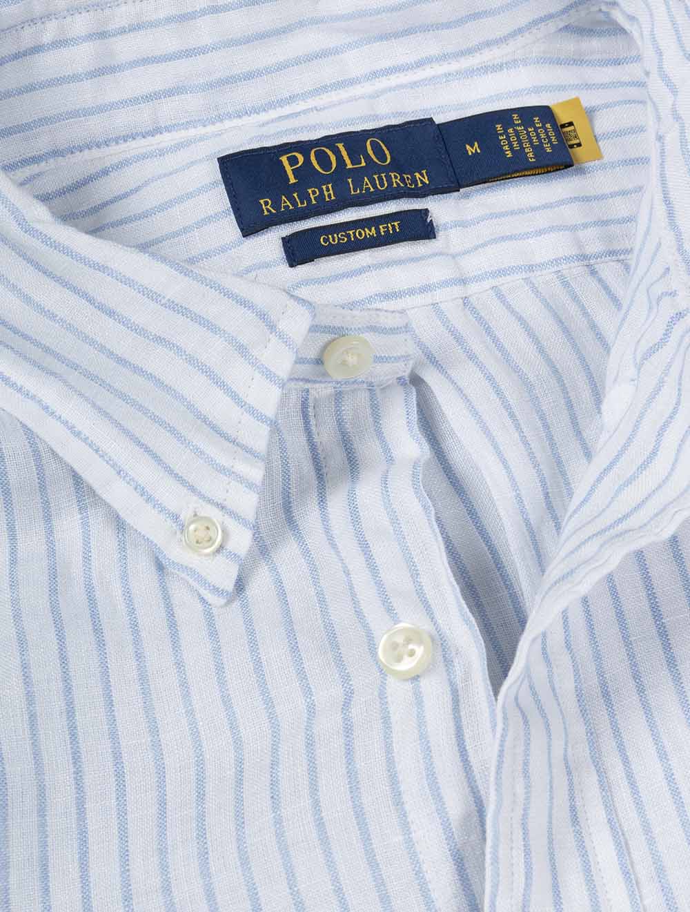 Custom Fit Striped Linen Shirt White