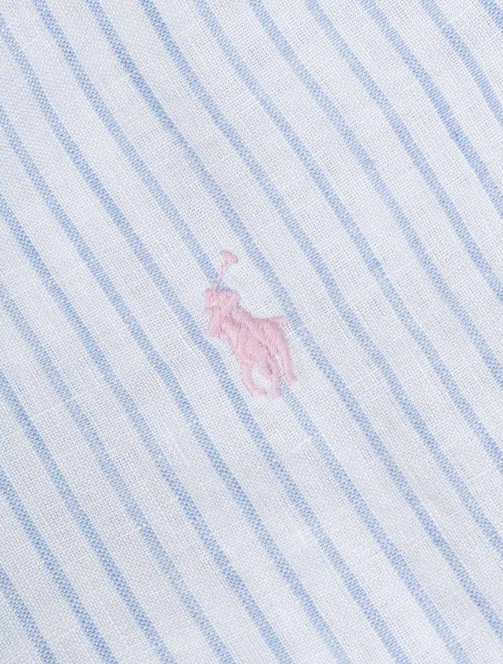 Custom Fit Striped Linen Shirt White