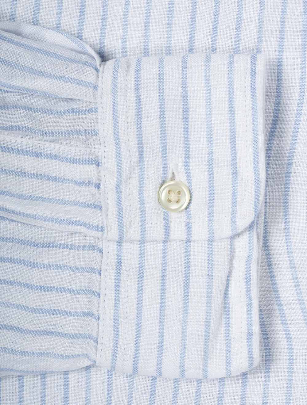 Custom Fit Striped Linen Shirt White