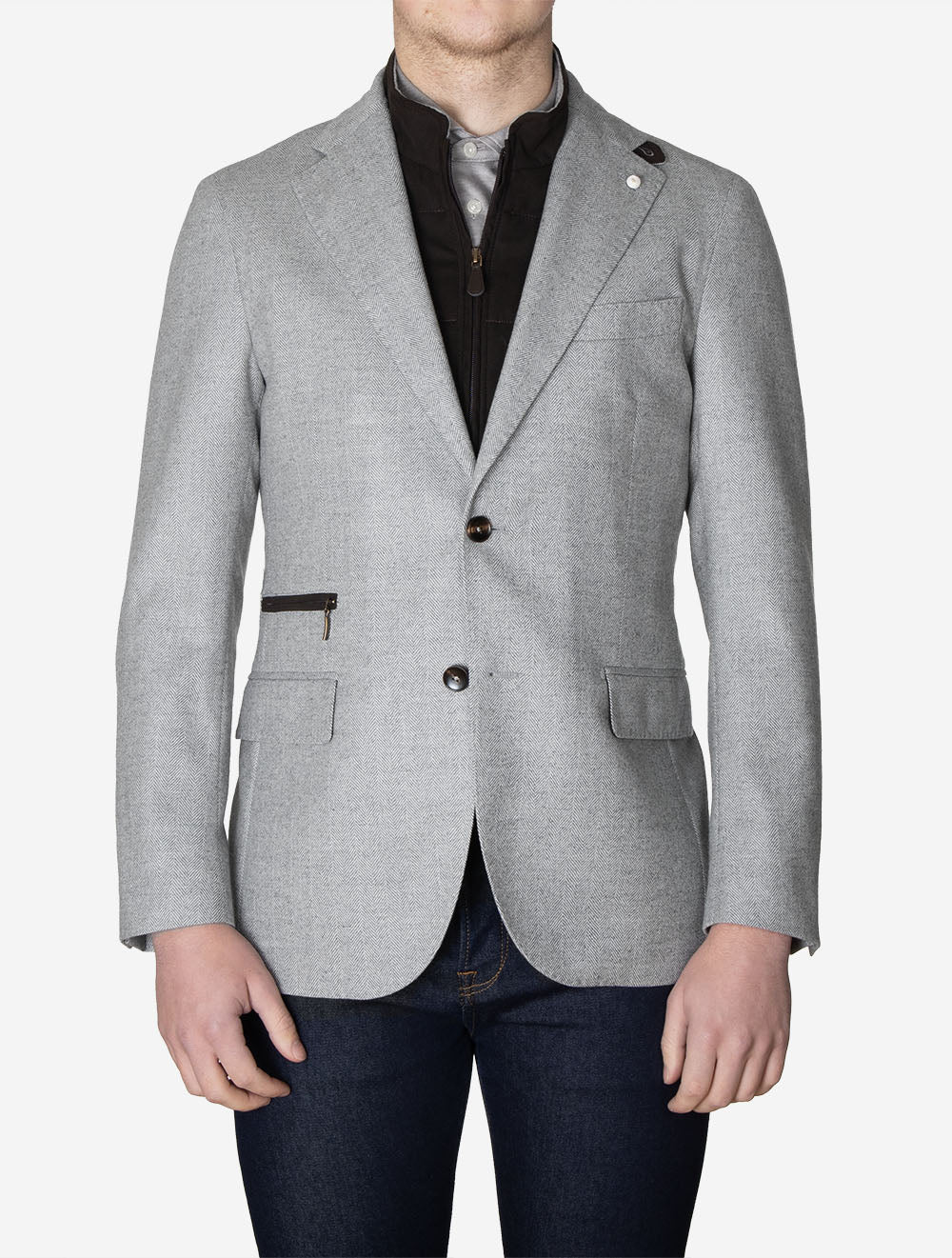 Herringbone Scooter Jacket Grey