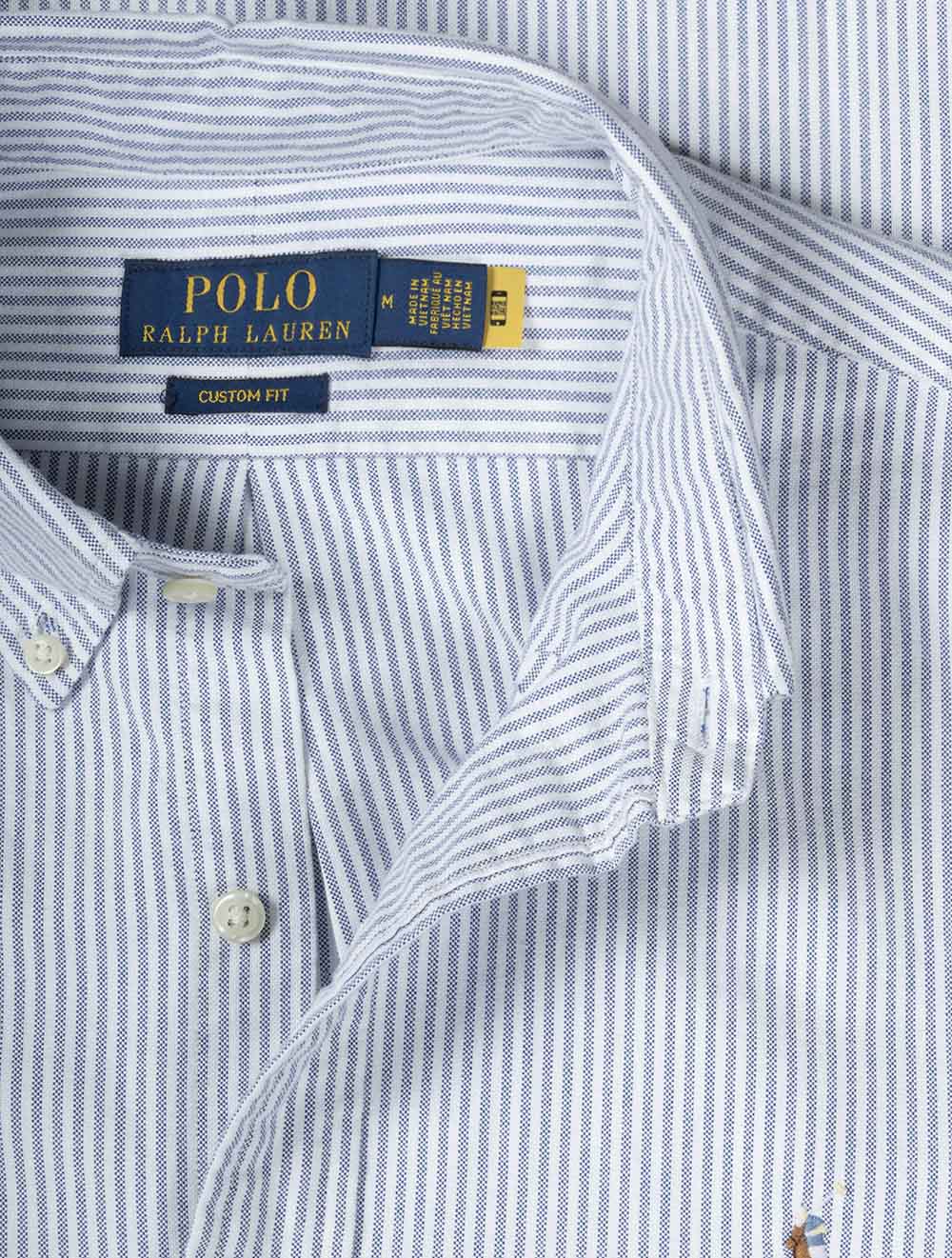 Custom Fit Striped Oxford Shirt Blue