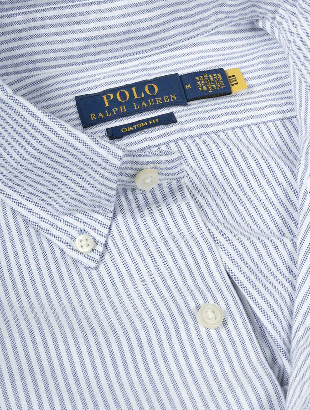 Custom Fit Striped Oxford Shirt Blue