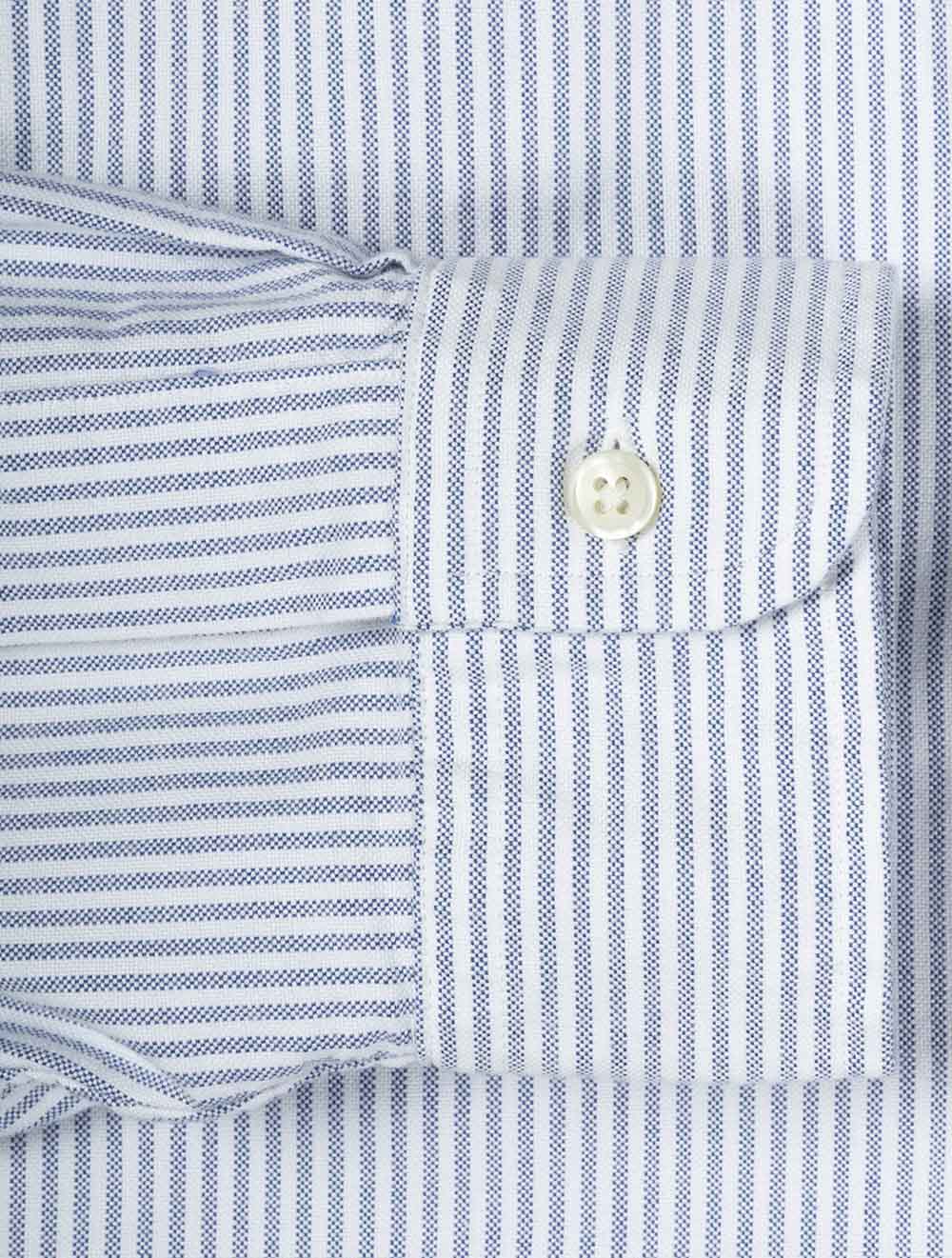 Custom Fit Striped Oxford Shirt Blue
