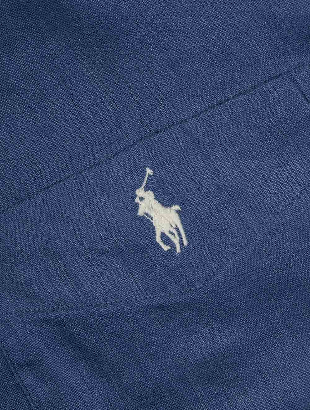 Linen Short Sleeve Camp Shirt Blue