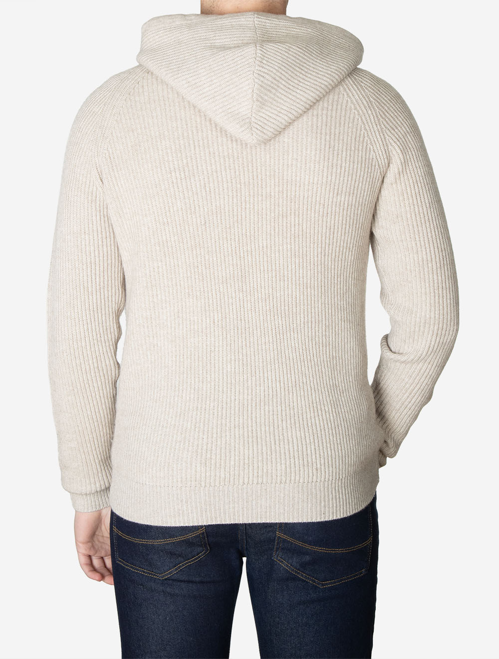 Ivory Knit Full Zip Hoodie Beige