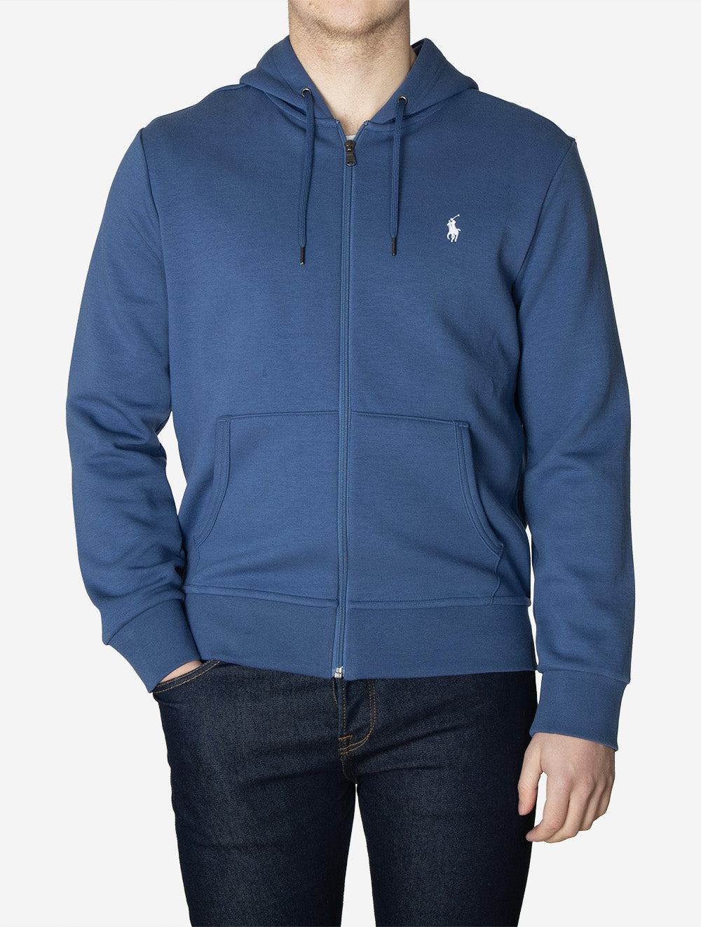 Double Knit Full Zip Hoodie Blue