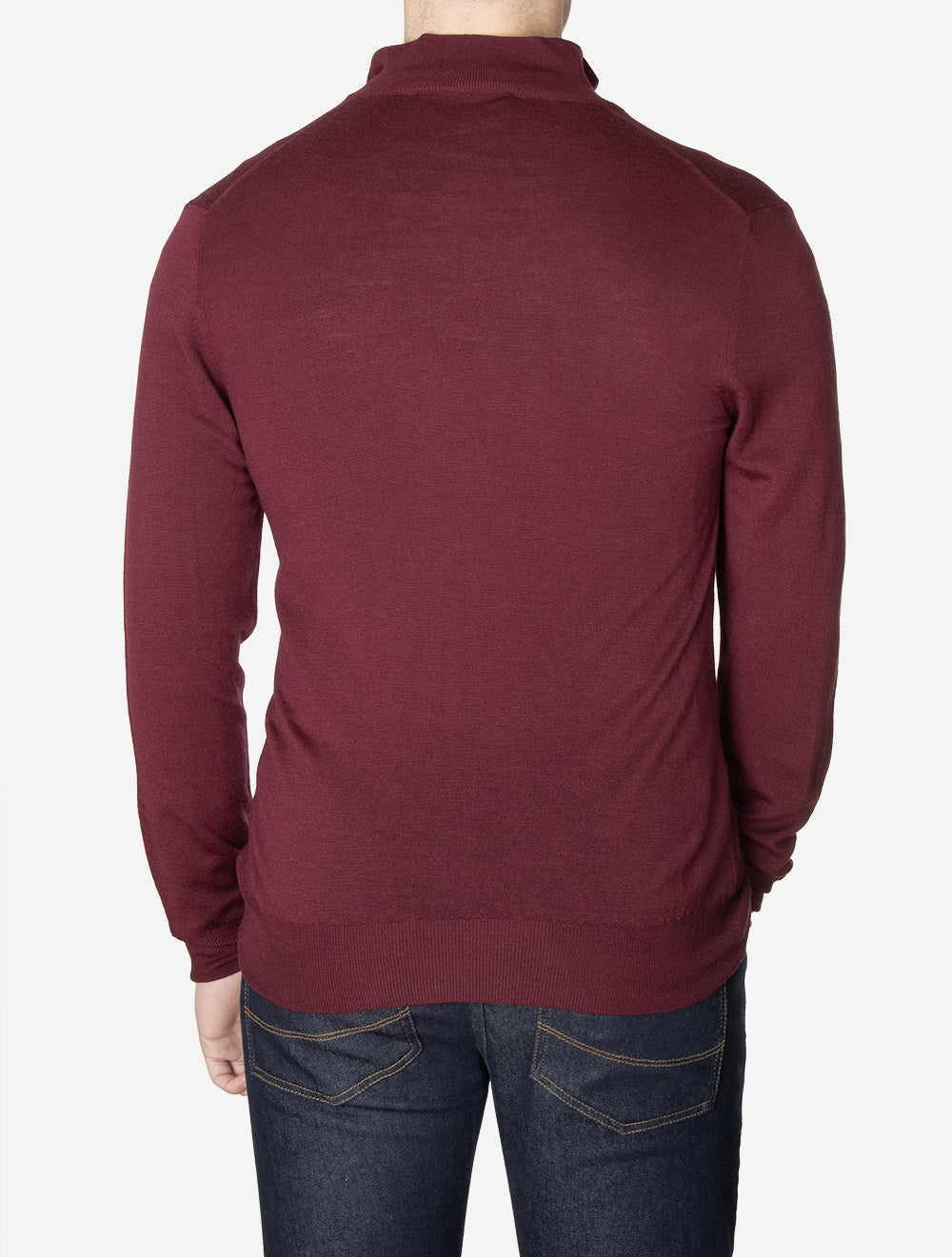 Pure Wool Half Zip Knit Wine
