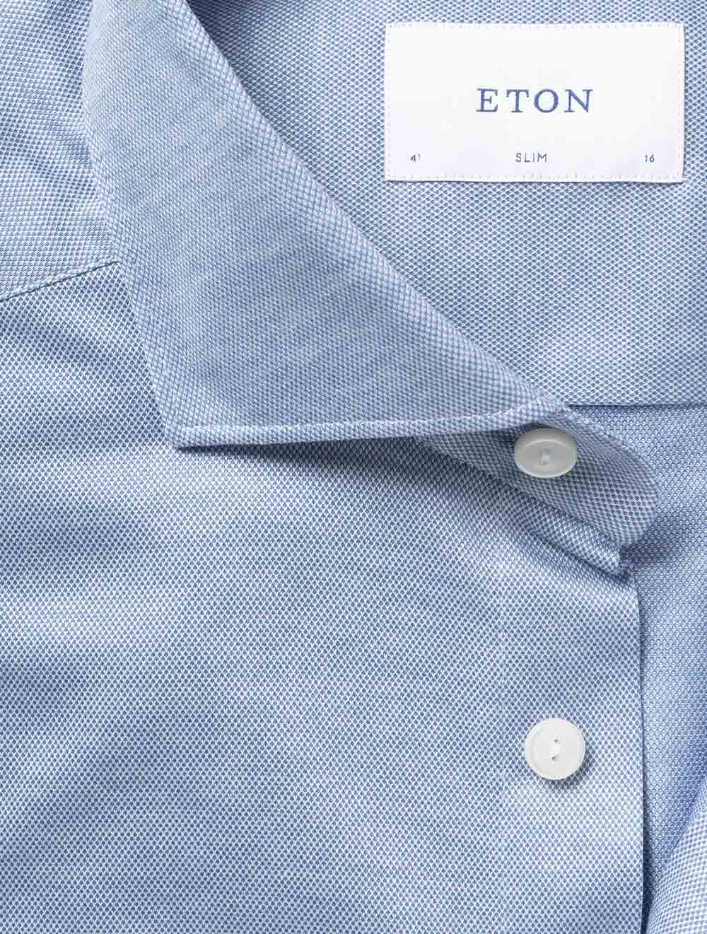 Slim Jacquard Knit Shirt Blue
