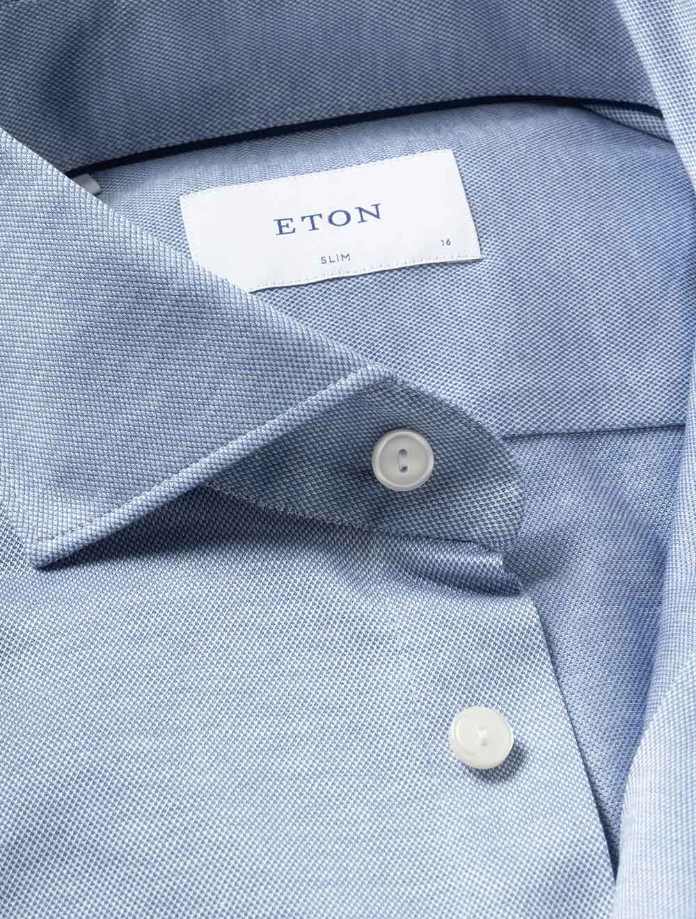 Slim Jacquard Knit Shirt Blue