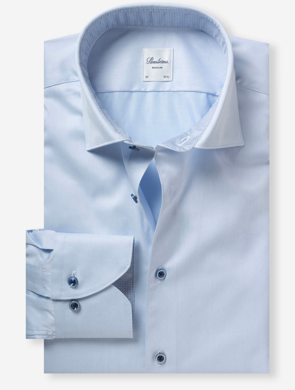Regular Plain W/Inlay Shirt Blue