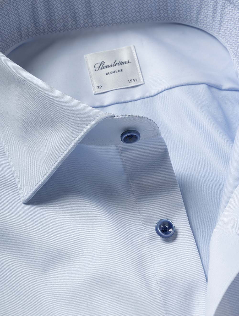 Regular Plain W/Inlay Shirt Blue