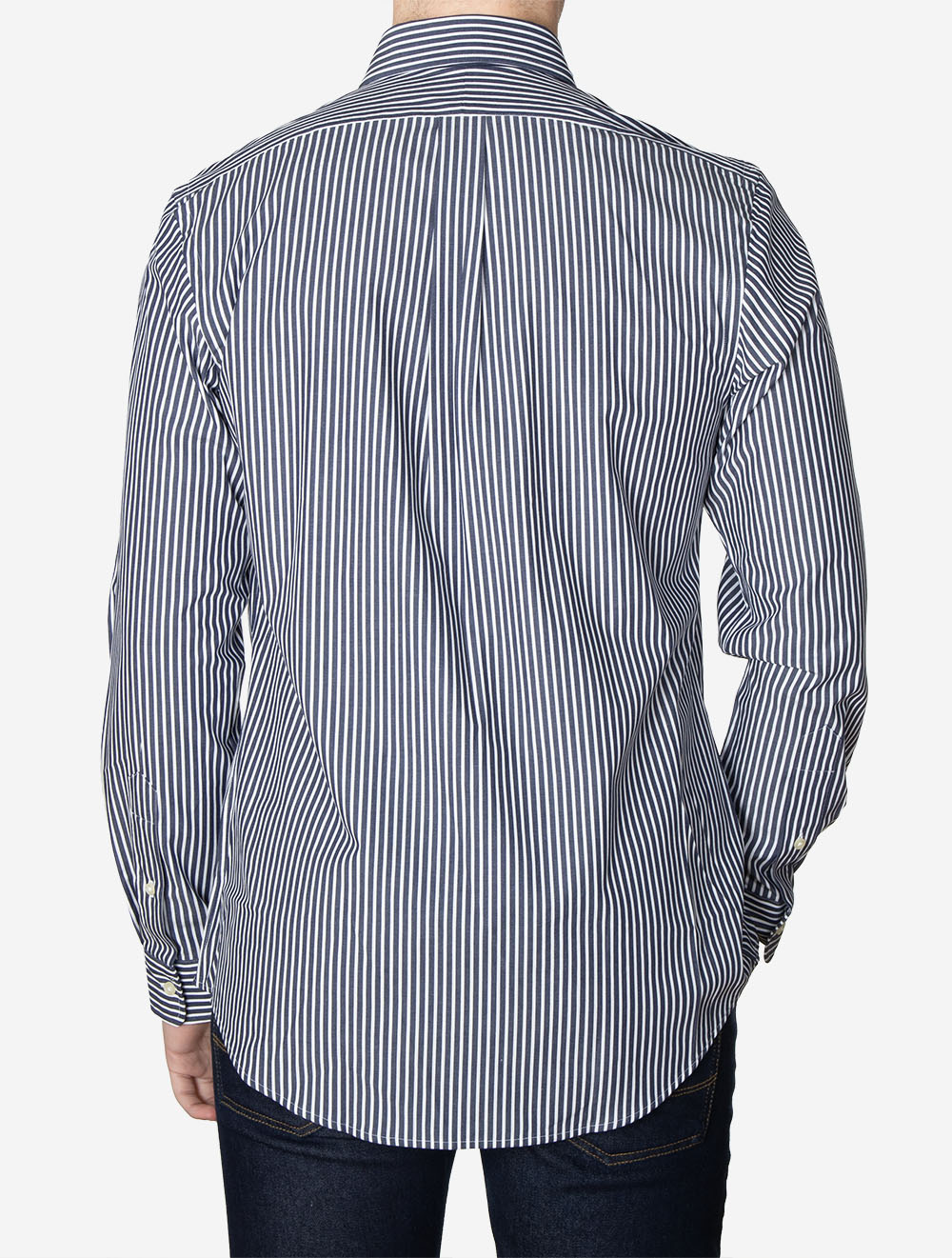 Striped Stretch Poplin Shirt Navy White