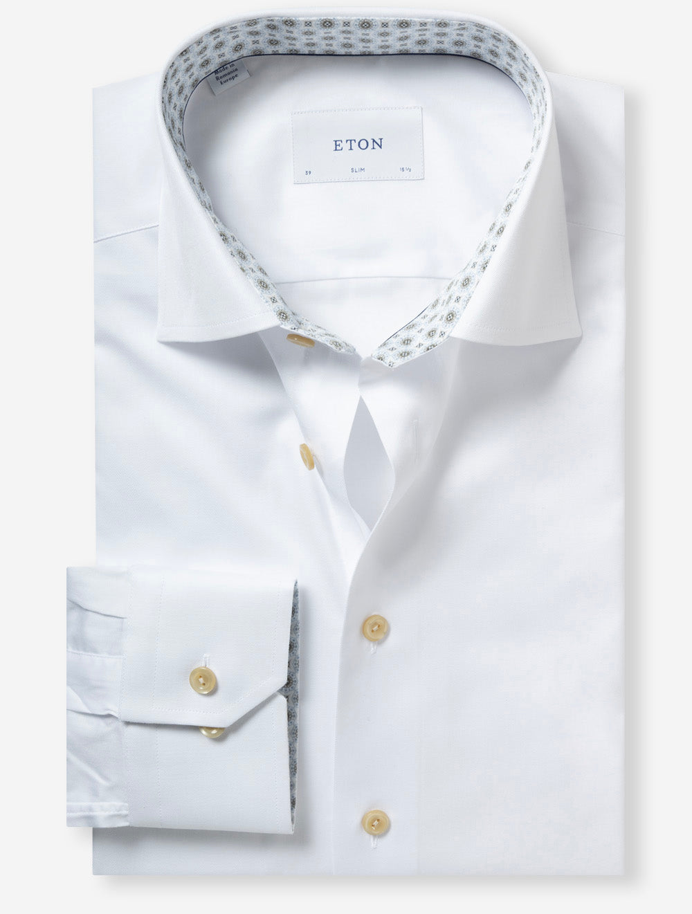 Slim Geometric Inlay Shirt White