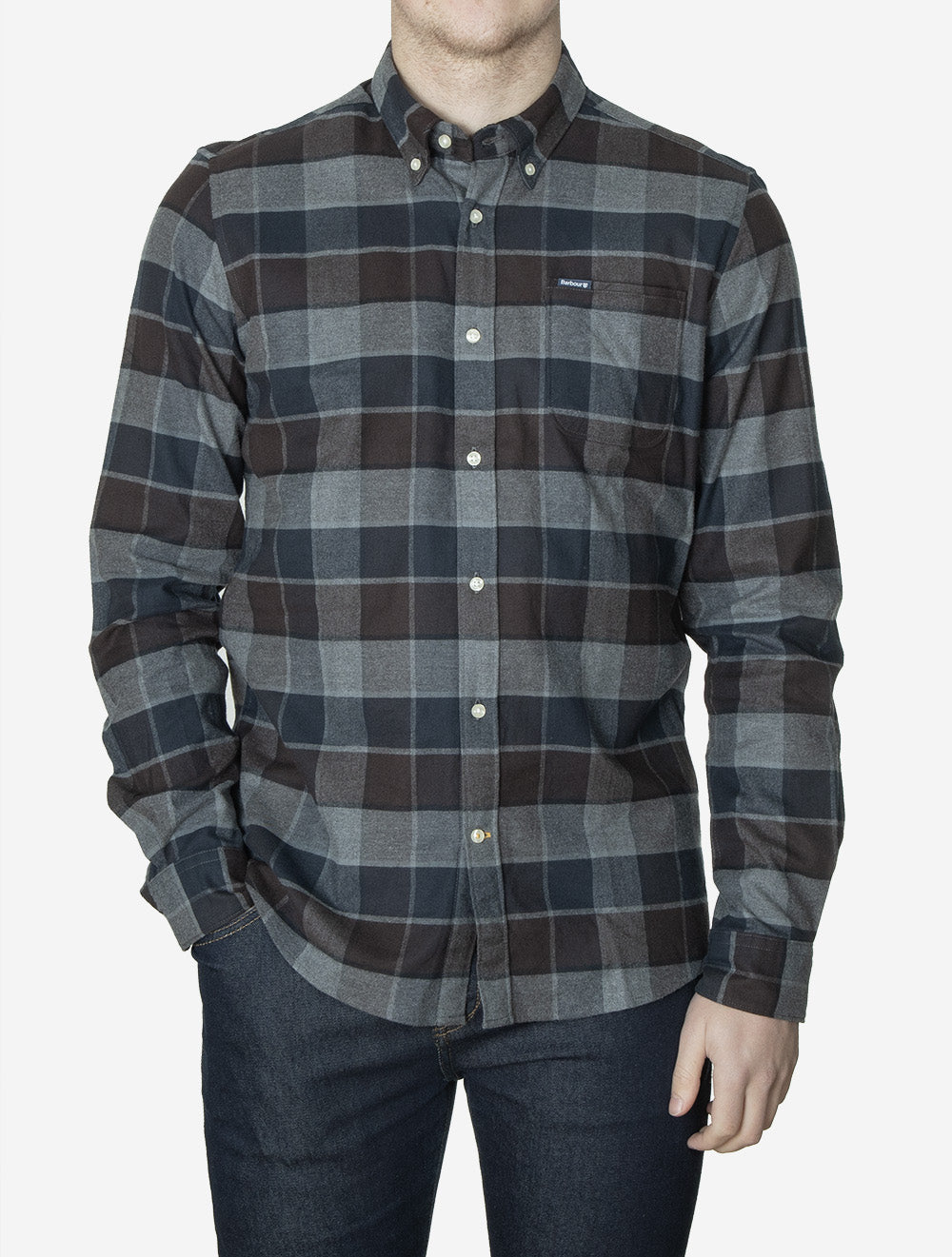 Valley Tailored Checked Shirt Dark Oak