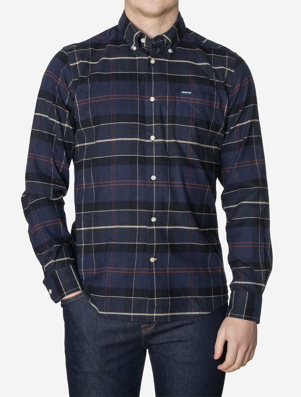 Lutsleigh Tailored Tartan Cord Shirt Navy
