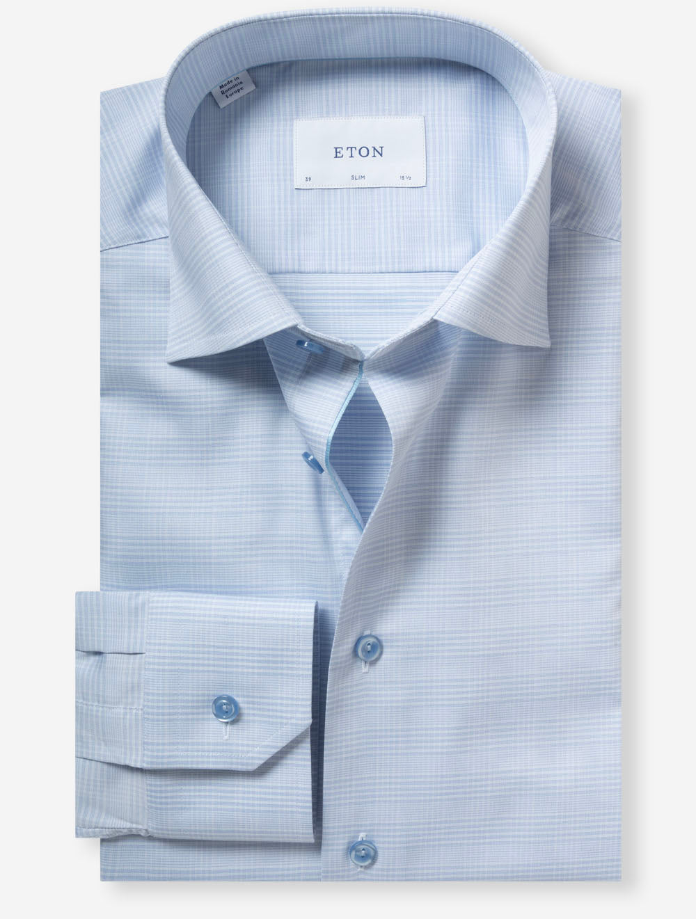 Slim Check Twill Shirt Blue
