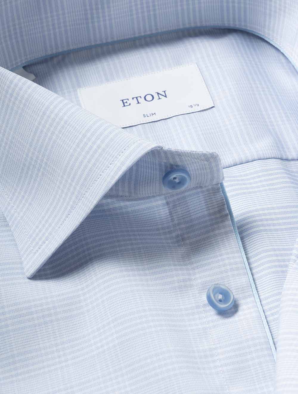 Slim Check Twill Shirt Blue