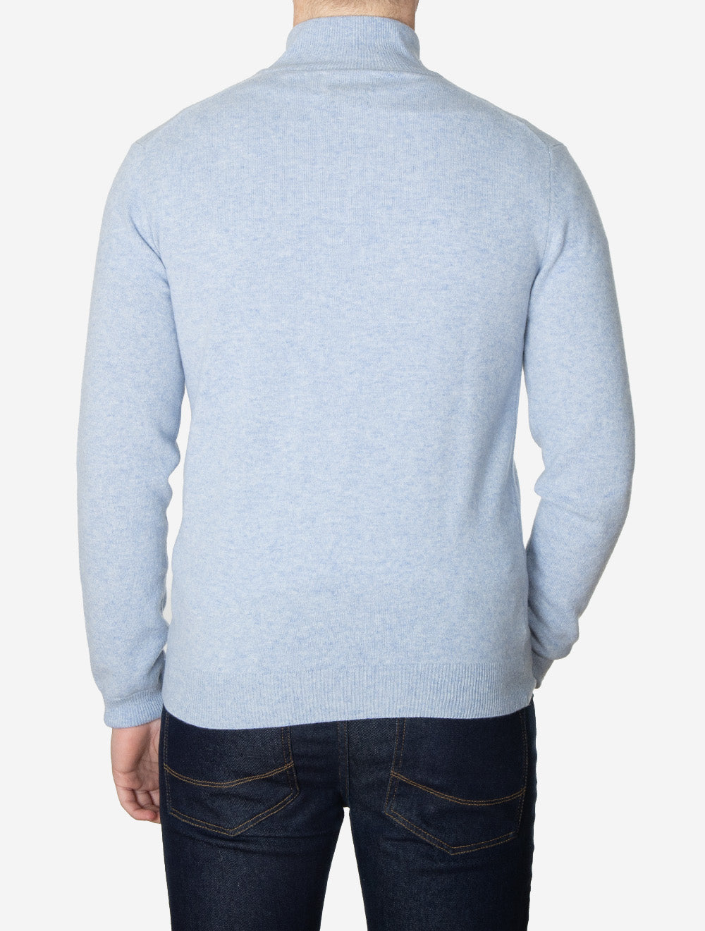 Superfine Lambswool Half Zip Light Blue Melange