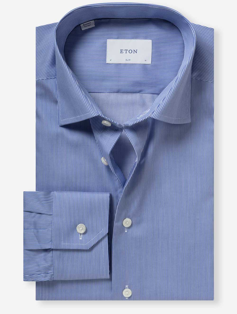 Slim Striped Fine Twill Shirt Blue