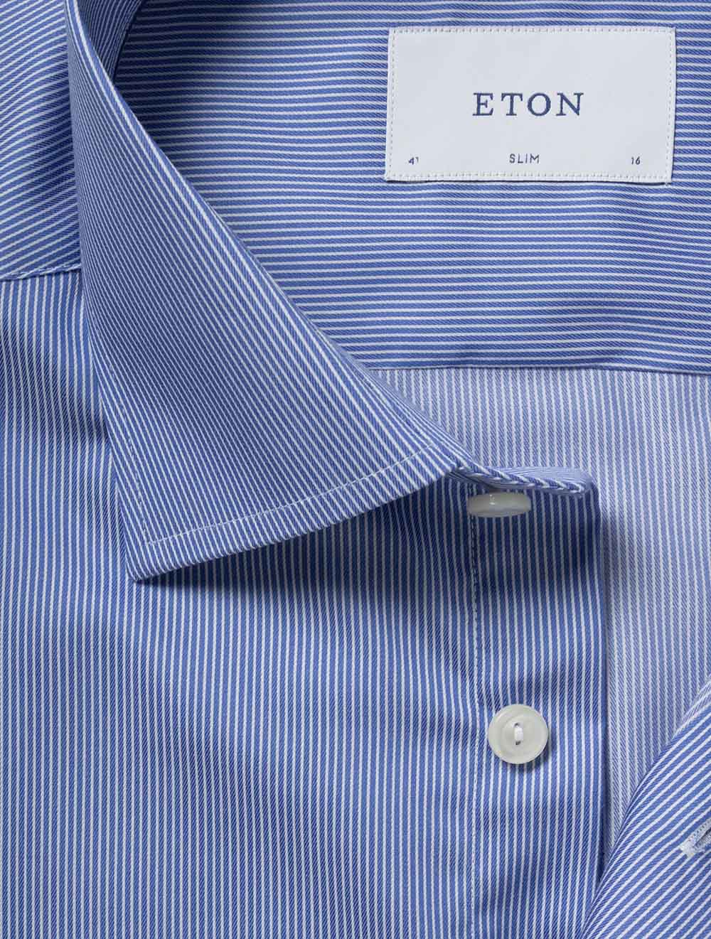 Slim Striped Fine Twill Shirt Blue
