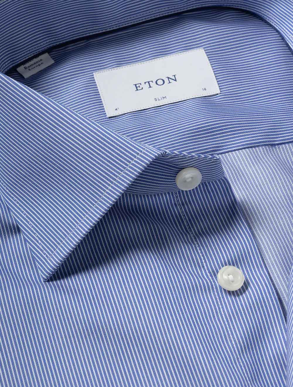 Slim Striped Fine Twill Shirt Blue