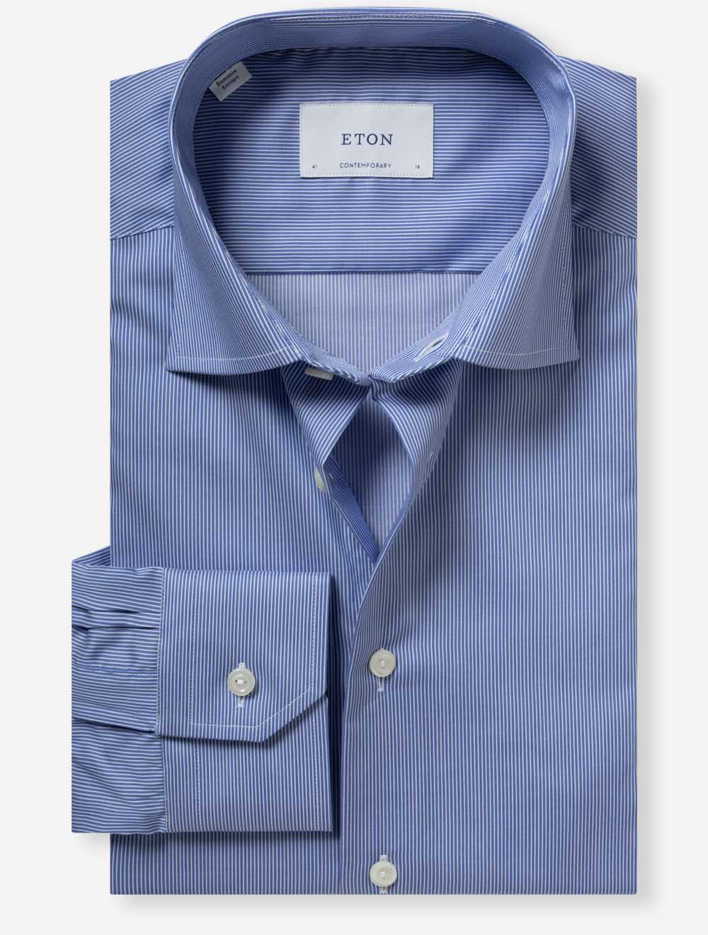 Contemporary Striped Fine Twill Shirt Blue