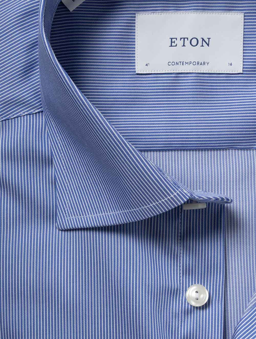 Contemporary Striped Fine Twill Shirt Blue