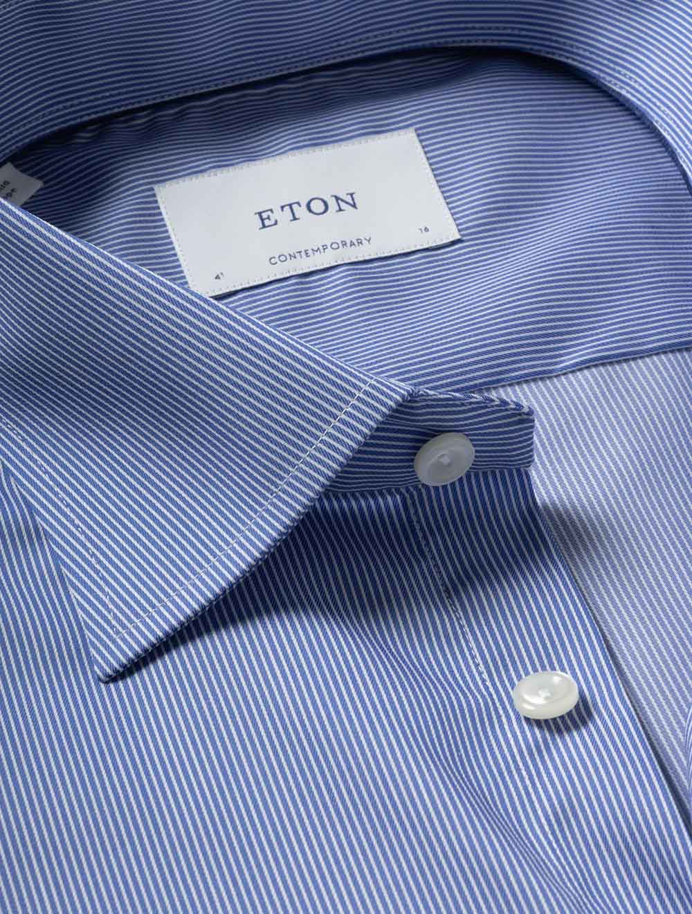 Contemporary Striped Fine Twill Shirt Blue