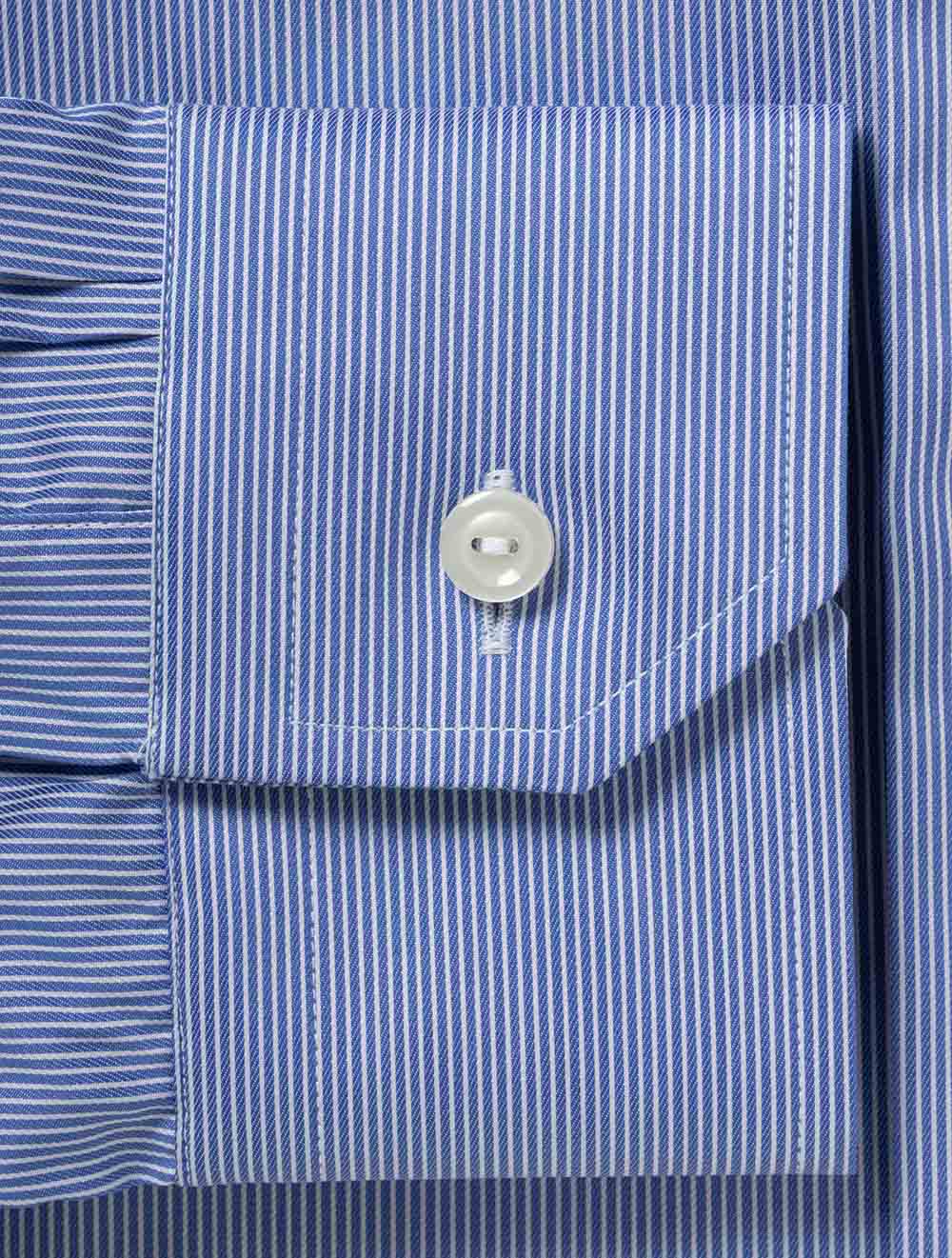 Contemporary Striped Fine Twill Shirt Blue