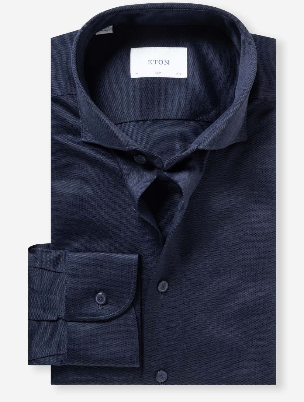 Slim Jacquard Knit Shirt Navy