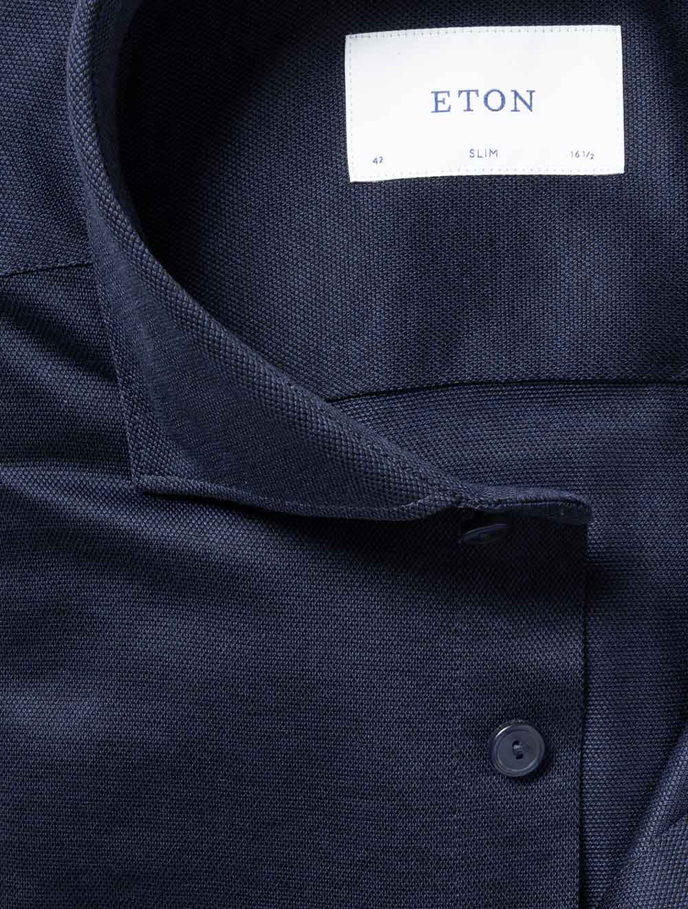 Slim Jacquard Knit Shirt Navy