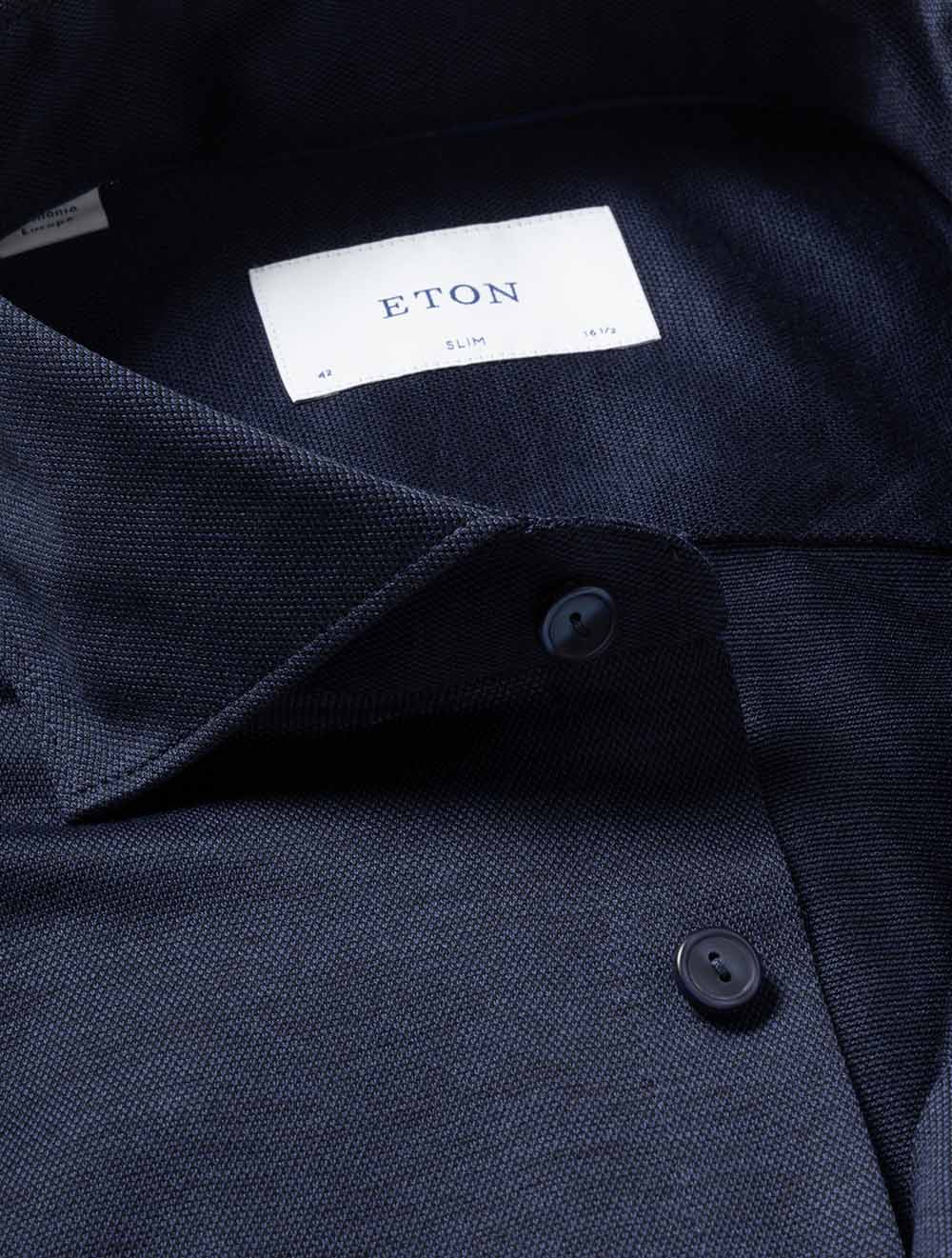 Slim Jacquard Knit Shirt Navy