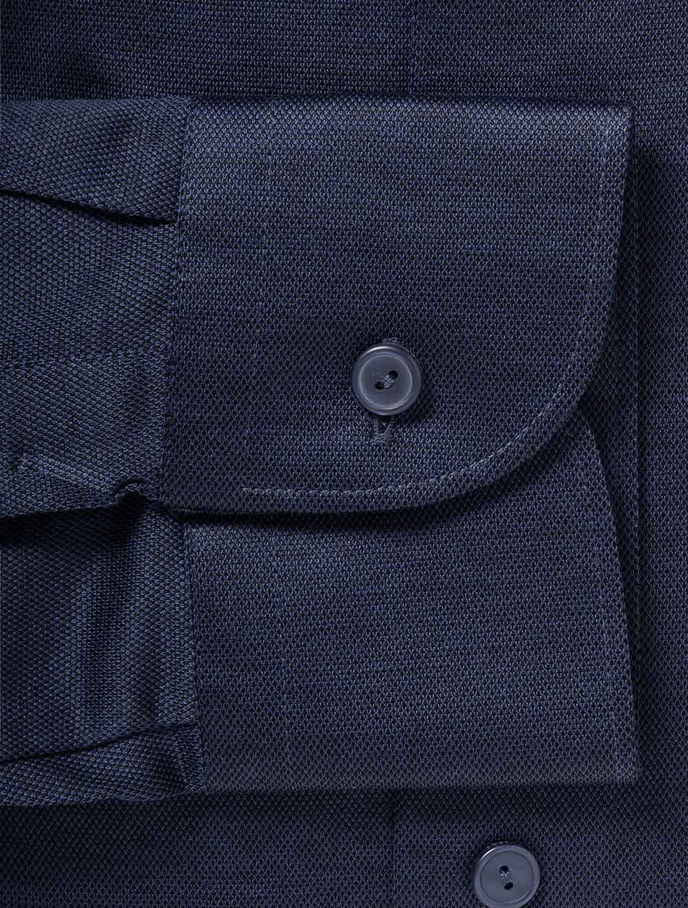 Slim Jacquard Knit Shirt Navy