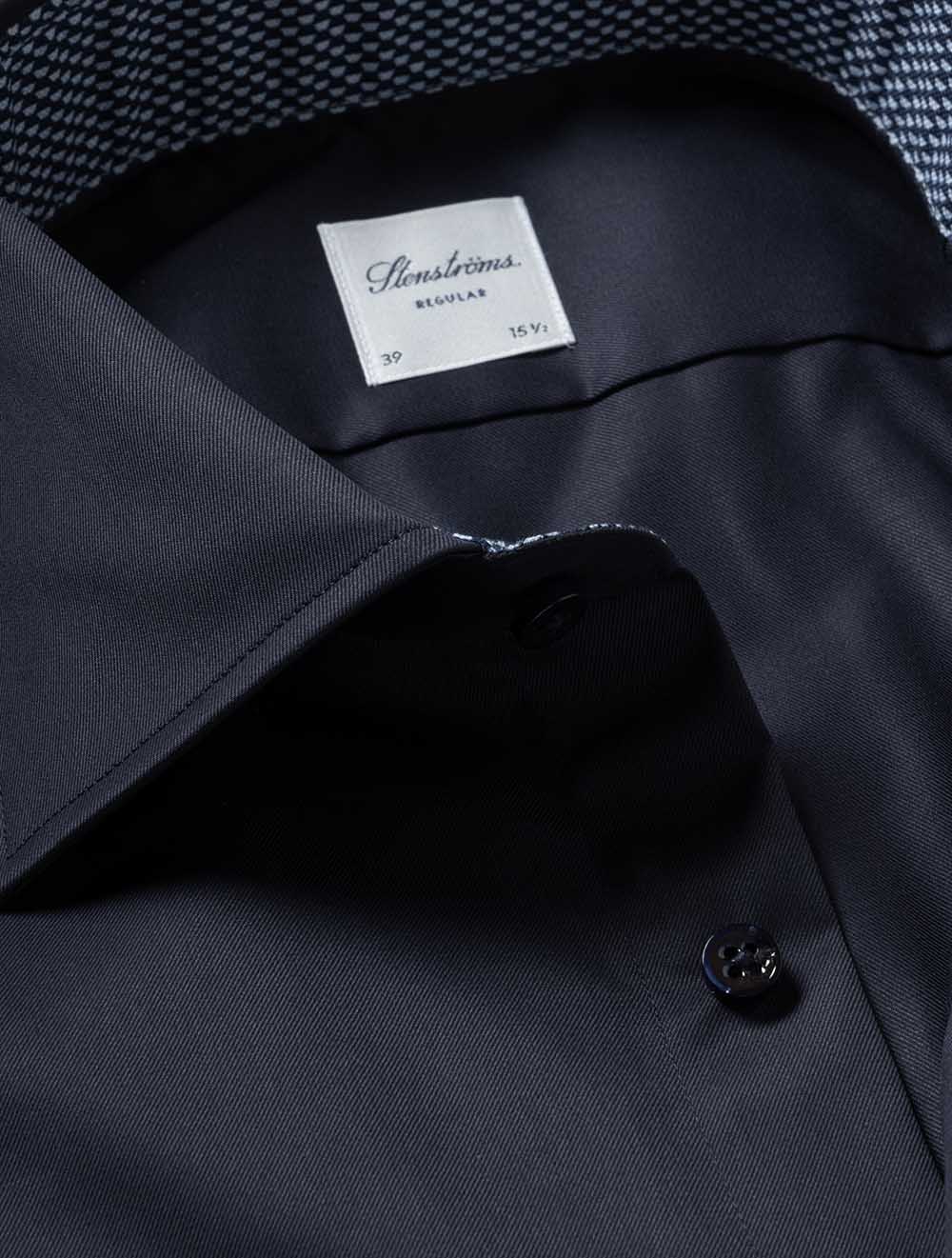 Regular Plain W/Inlay Shirt Navy