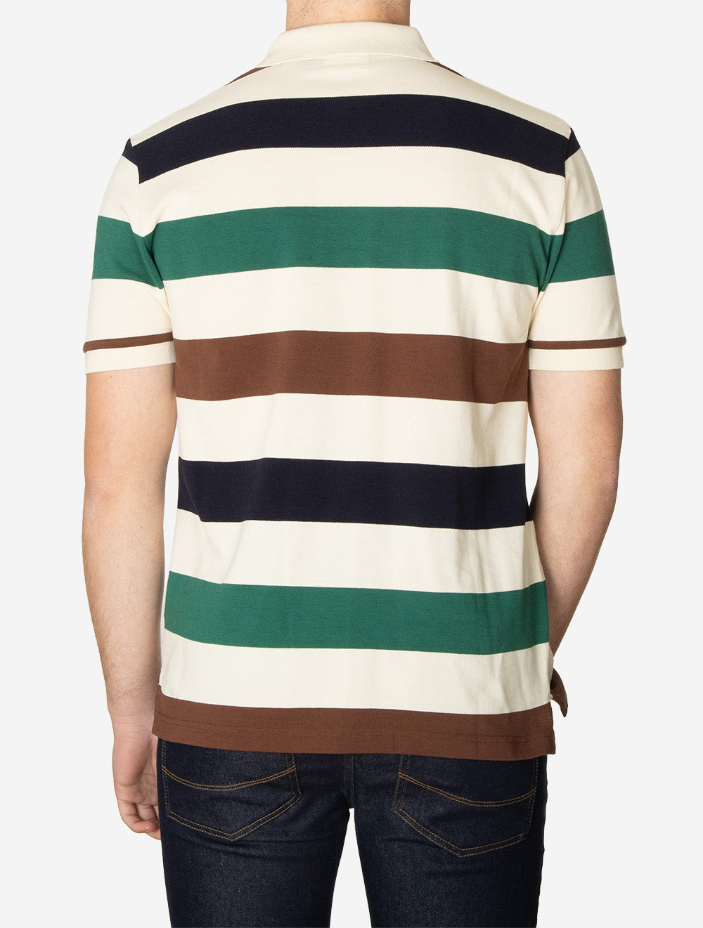Striped Short Sleeve Polo Shirt Cream