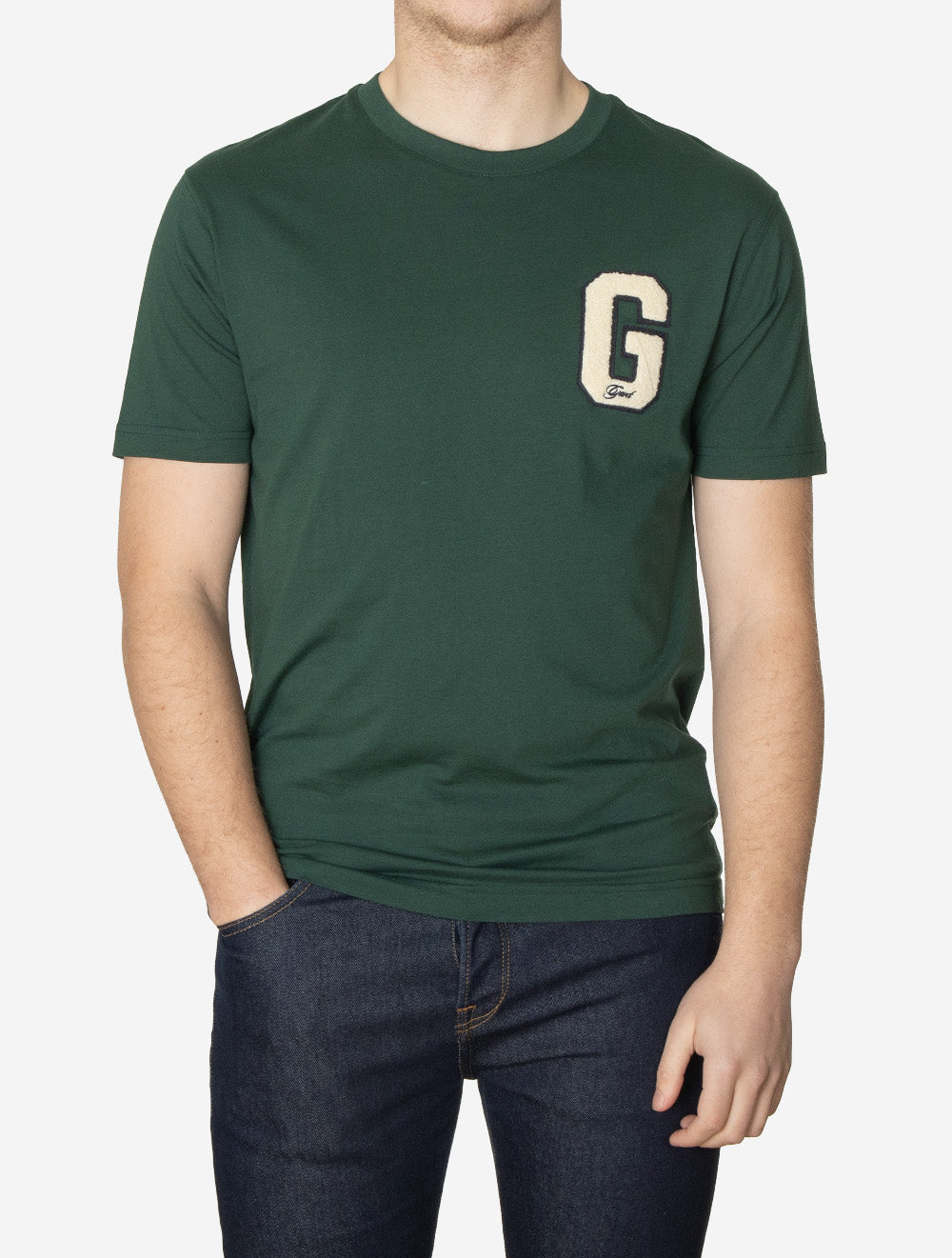 T-shirt G BADGE SS - Vert tartan